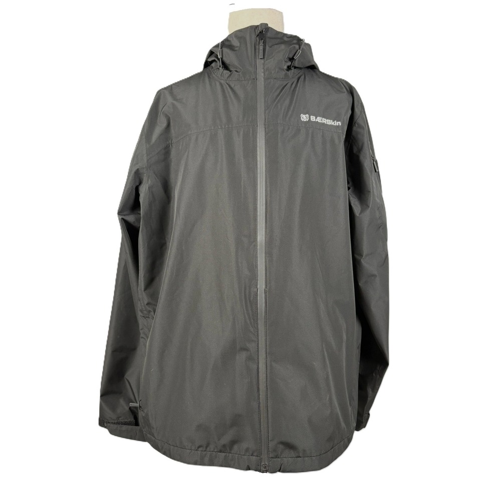 Baerskin Tactical Hooded Rain Jacket Mens XL Black Lightweight Windbreaker